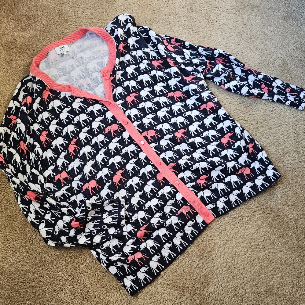 Pink, Navy, White Elephant Cardigan
